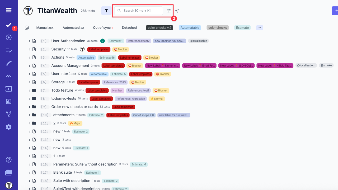 Tests Query Language Editor